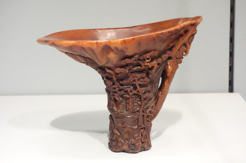 A cup made out of rhino horn that is now displayed in the Asian Art Museum of San Francisco.wikimedia commons